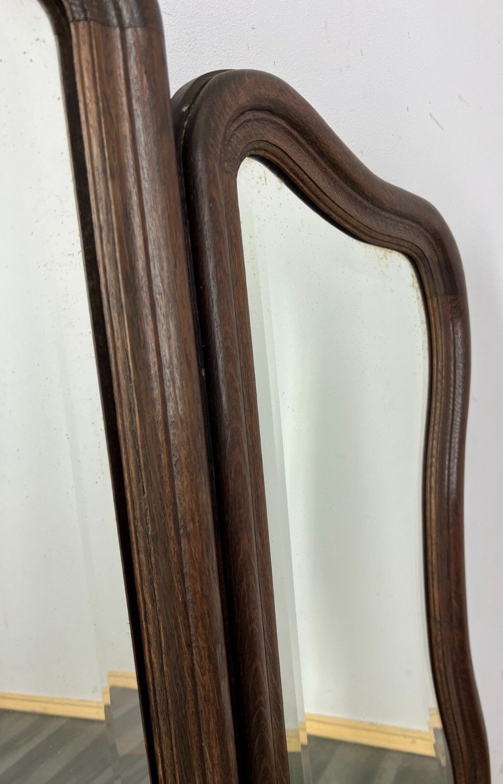 Mirror Antique French Triple Dressing Table Mirror Wood Carved Frame Lot 2315 photo vintage