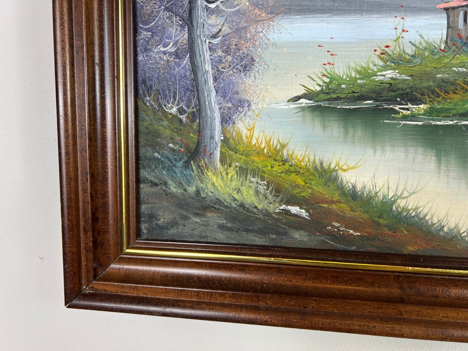Vintage French Oil Painting Lake Mountain Scene Signed Framed Art Lot 5051 photo 149.0