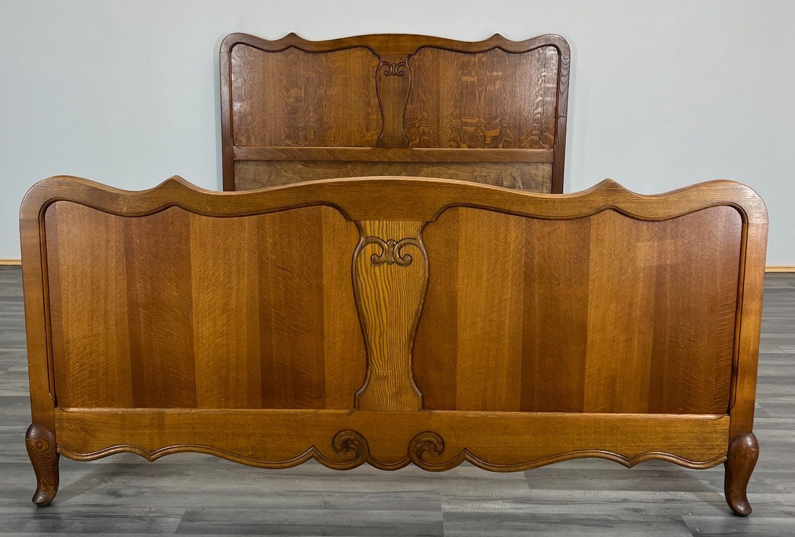 Bed Vintage French Louis XVI Double Bed Frame Oak Carved Headboard Lot 1972