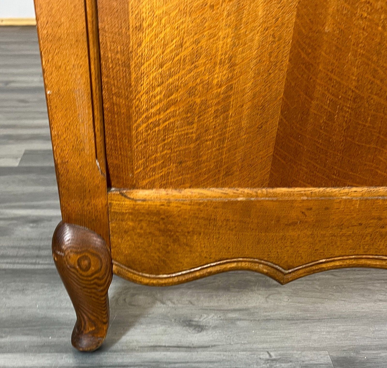 Bed Vintage French Louis XVI Double Bed Frame Oak Carved Headboard Lot 1972 photo 299.0