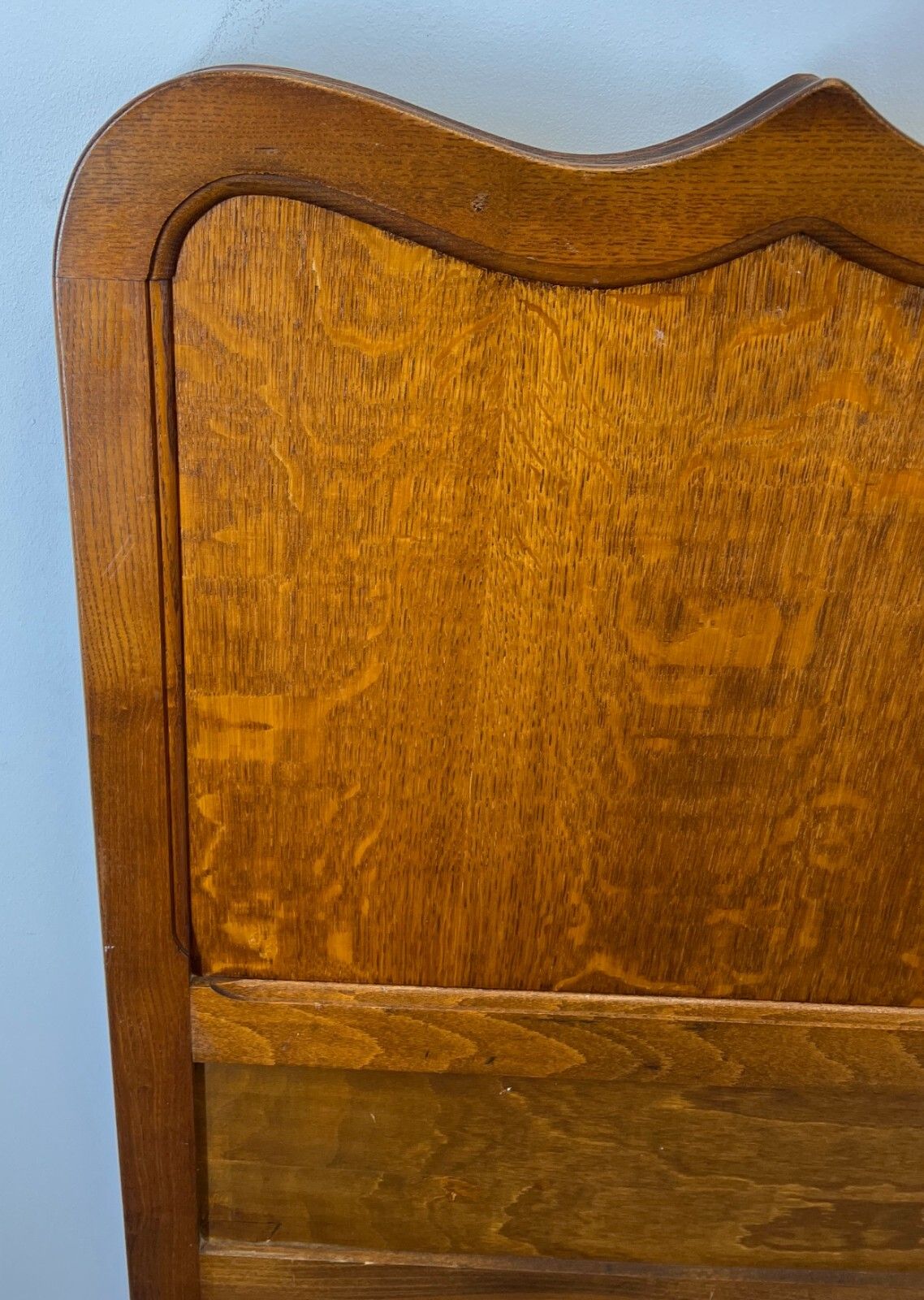 Bed Vintage French Louis XVI Double Bed Frame Oak Carved Headboard Lot 1972 photo buy
