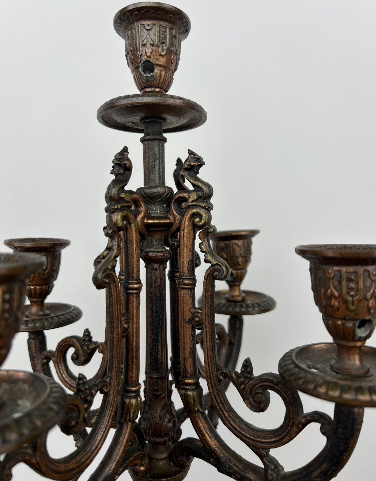 Candelabra Antique French Brass Marble 5 Arm Ornate Candle Holder Lot 4936 photo 249.0