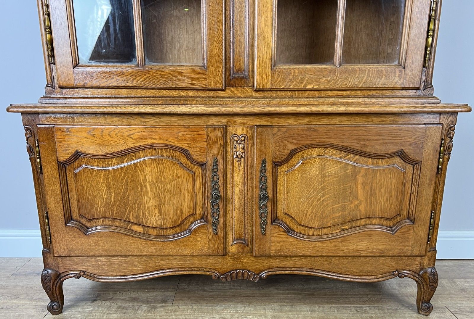 Bookcase Vintage French Louis XIV Style Oak Display Cabinet Sideboard Lot 4934 photo vinterior