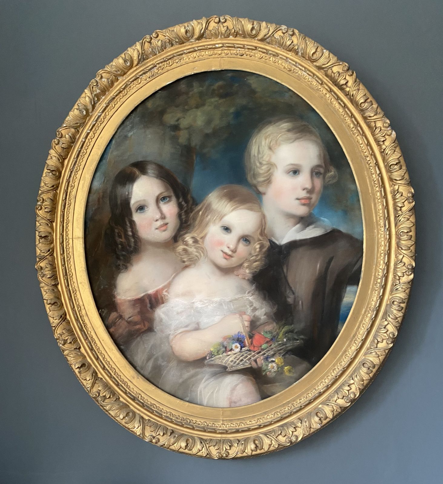 Victorian Oval Pastel Of Queen Victoria’s First Three Children. photo furniture