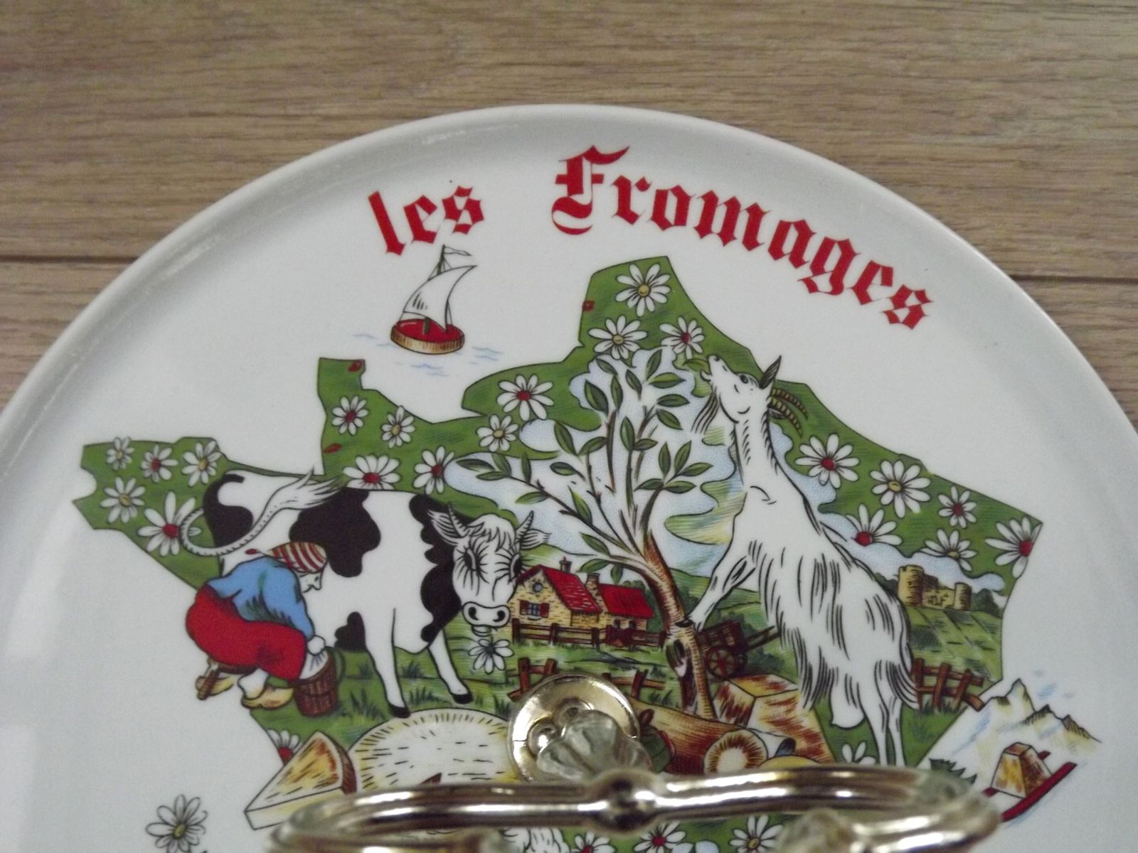 Woonaccessoires Vintage Limoges France Kaasbordenset — 6 Kaasbordes & Groot Serveerbord photo