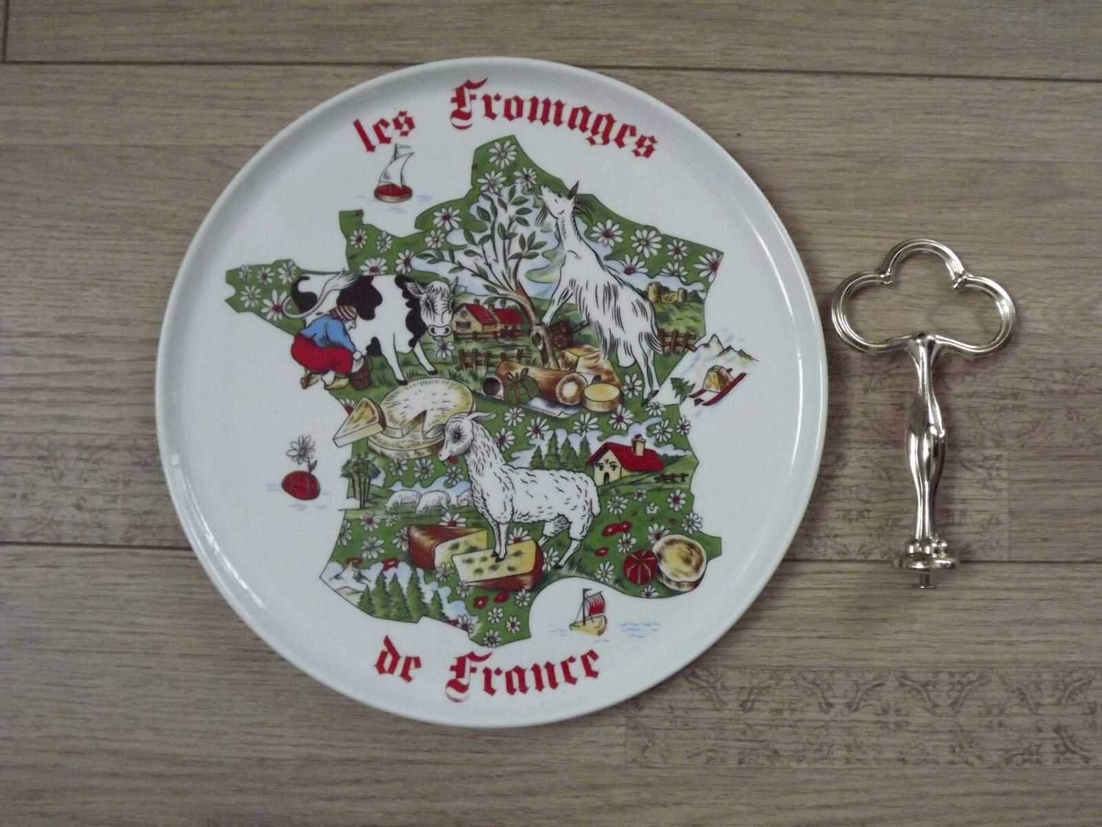 photo vinterior Vintage Limoges France Cheese Plate Set    6 Cheese Plates & Large Serving Platter