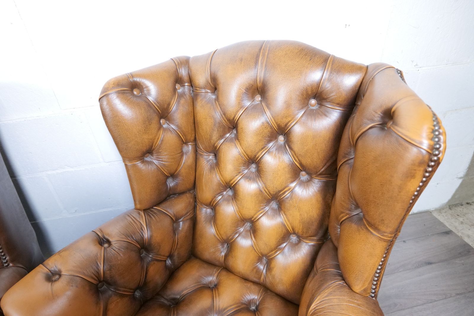 Chesterfield Queen Anne 4 Piece Leather Suite Cigar Brown photo vinterior