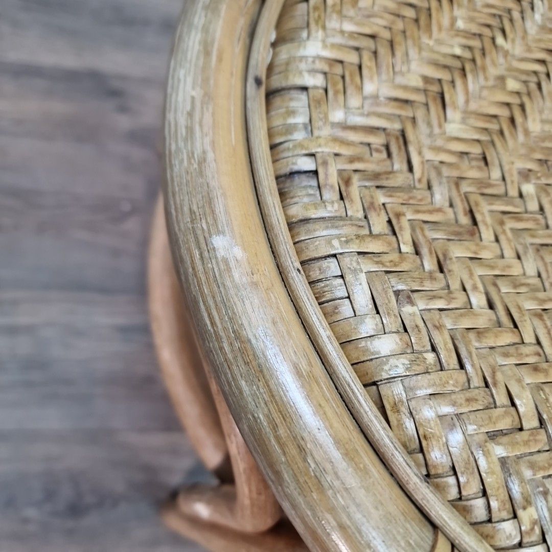 Vintage Rattan Wicker Chair Small Childs Bamboo Tub Style Seat Display Retro photo 60.0