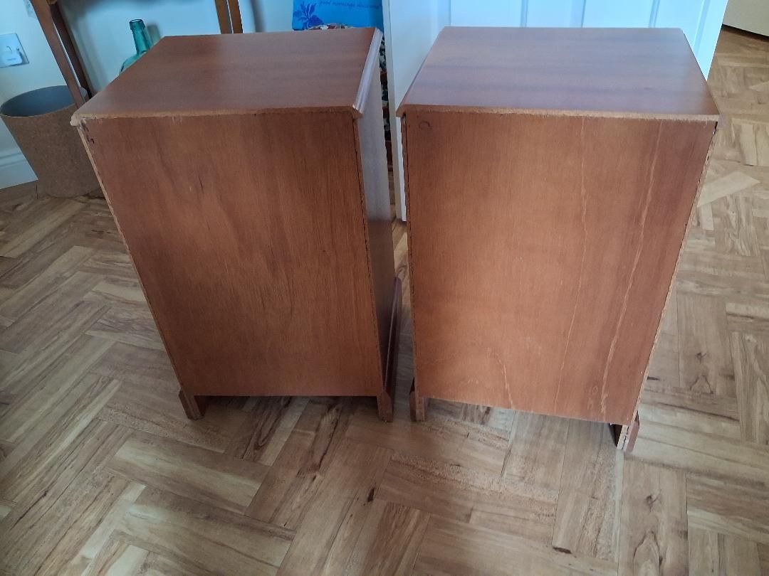 Pair Retro Bedside Beithcraft Cabinets Inlaid Mahogany Teak photo Furniture