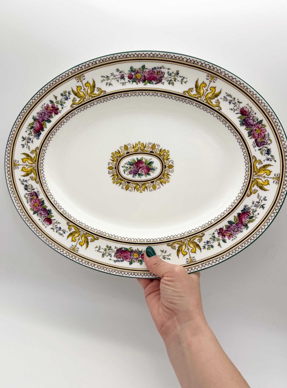 Vintage Wedgwood Columbia Oval Serving Platter, Bone China Floral Plate photo buy