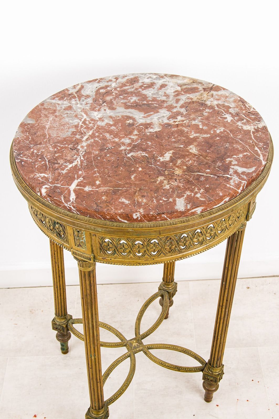 Antique French Ormolu Guéridon Table Rouge Royale Marble Top photo furniture