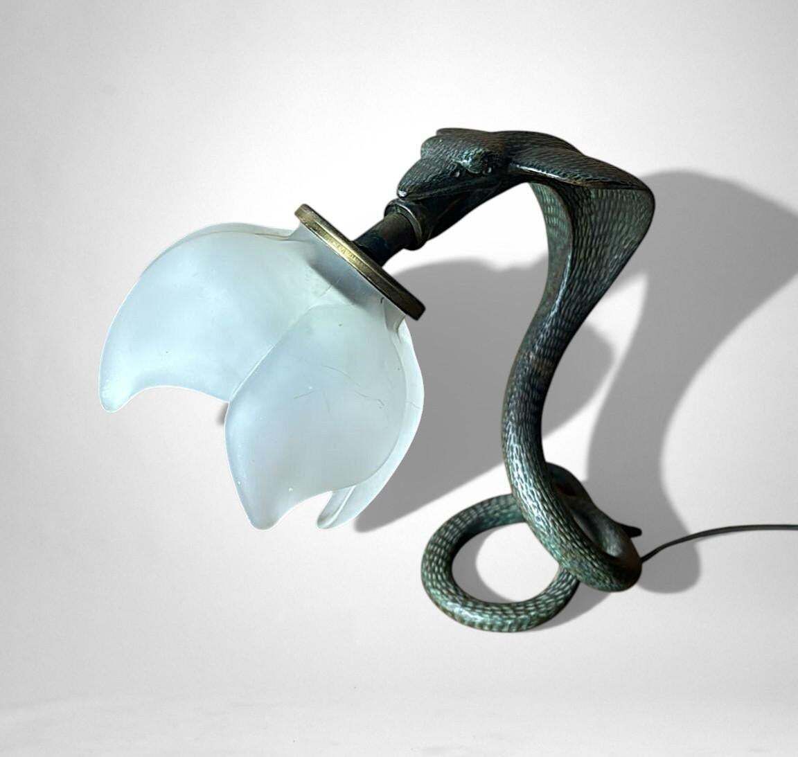Italian Art Deco Table Lamp In Metal And Frosted Glass photo buy