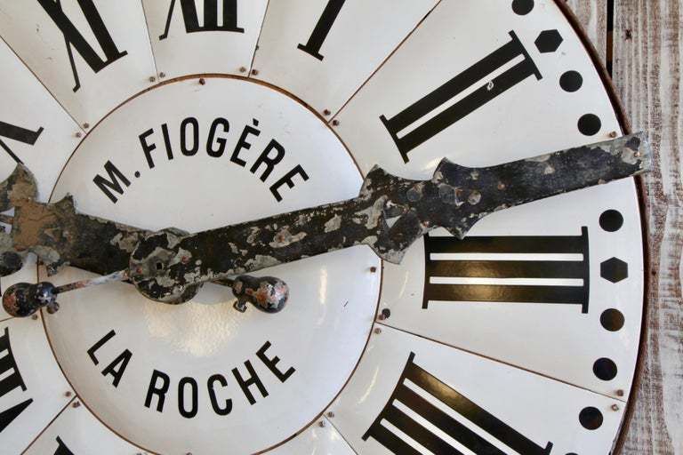 Large French Turn Of The Century White Enamelled Clock Face From La Roche photo 4900.0