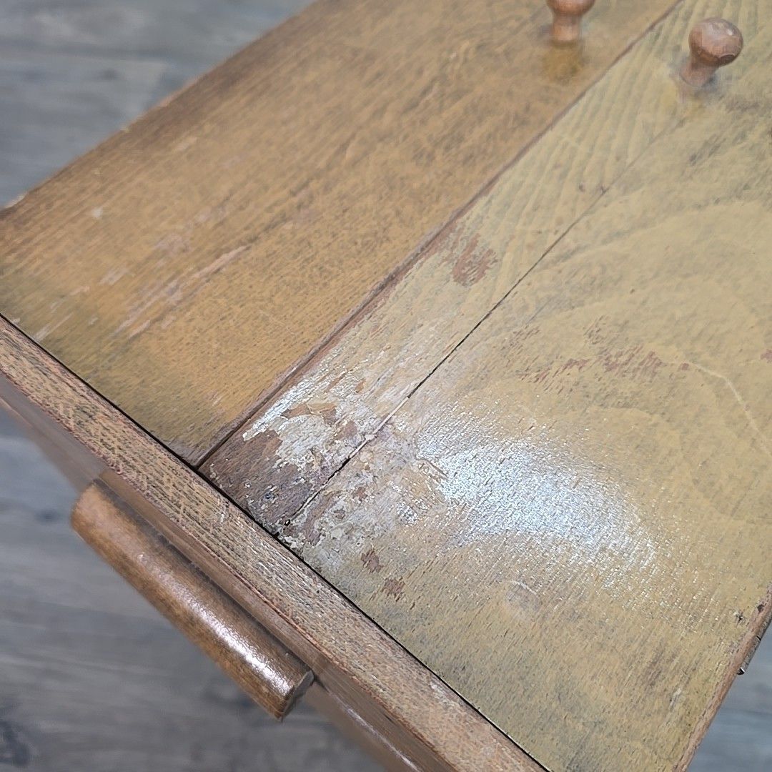 Vintage Sewing Box Wooden Atomic Craft Storage Tapered Legs Mid Century Retro photo Home Decor