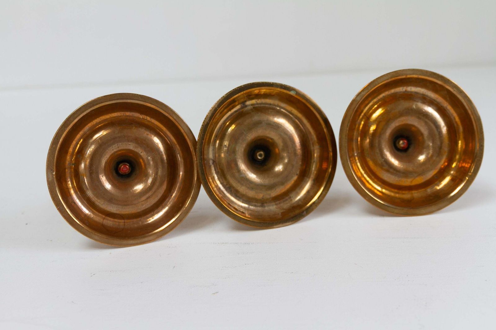 Antique Danish "Næstved" Brass Candlesticks Circa 1780. Set Of 3. photo buy