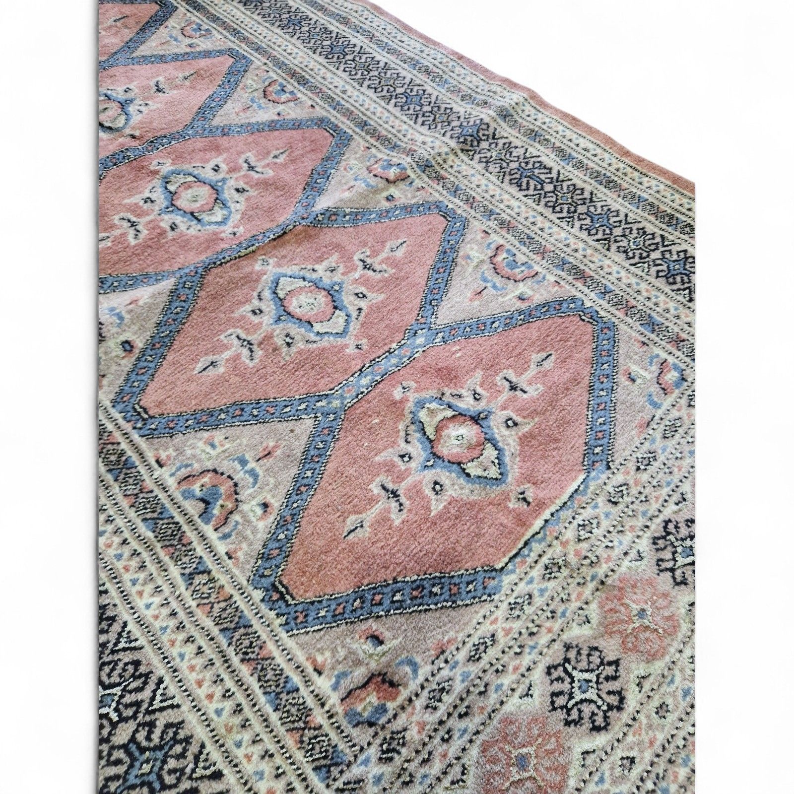Textiles Traditional Carpet Runner Diamond Medallion Pattern Hallway Wool Rug 3m photo