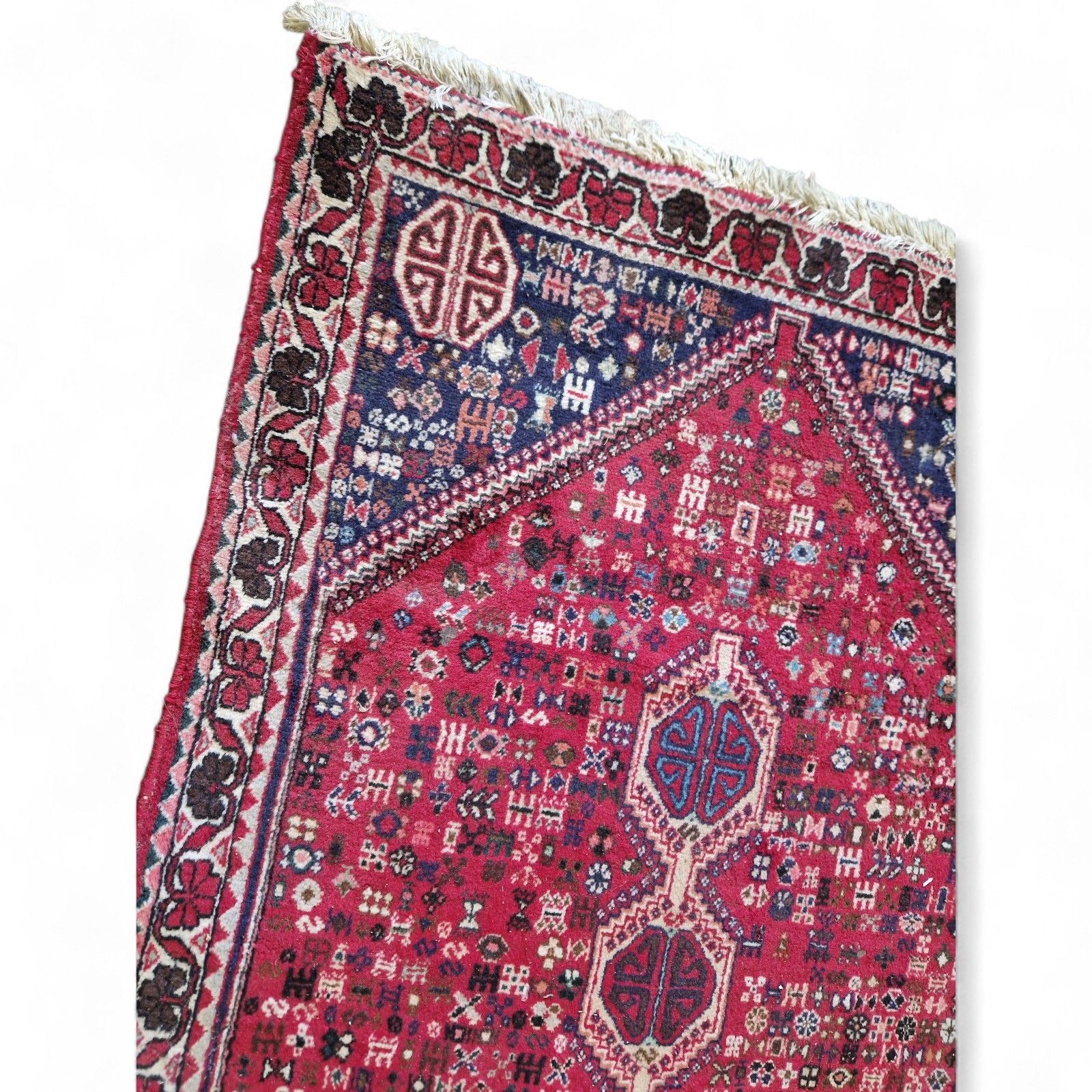 photo for sale Traditional Dark Red Tribal Rug Red Geometric Pattern Bordered Wool Carpet 198cm