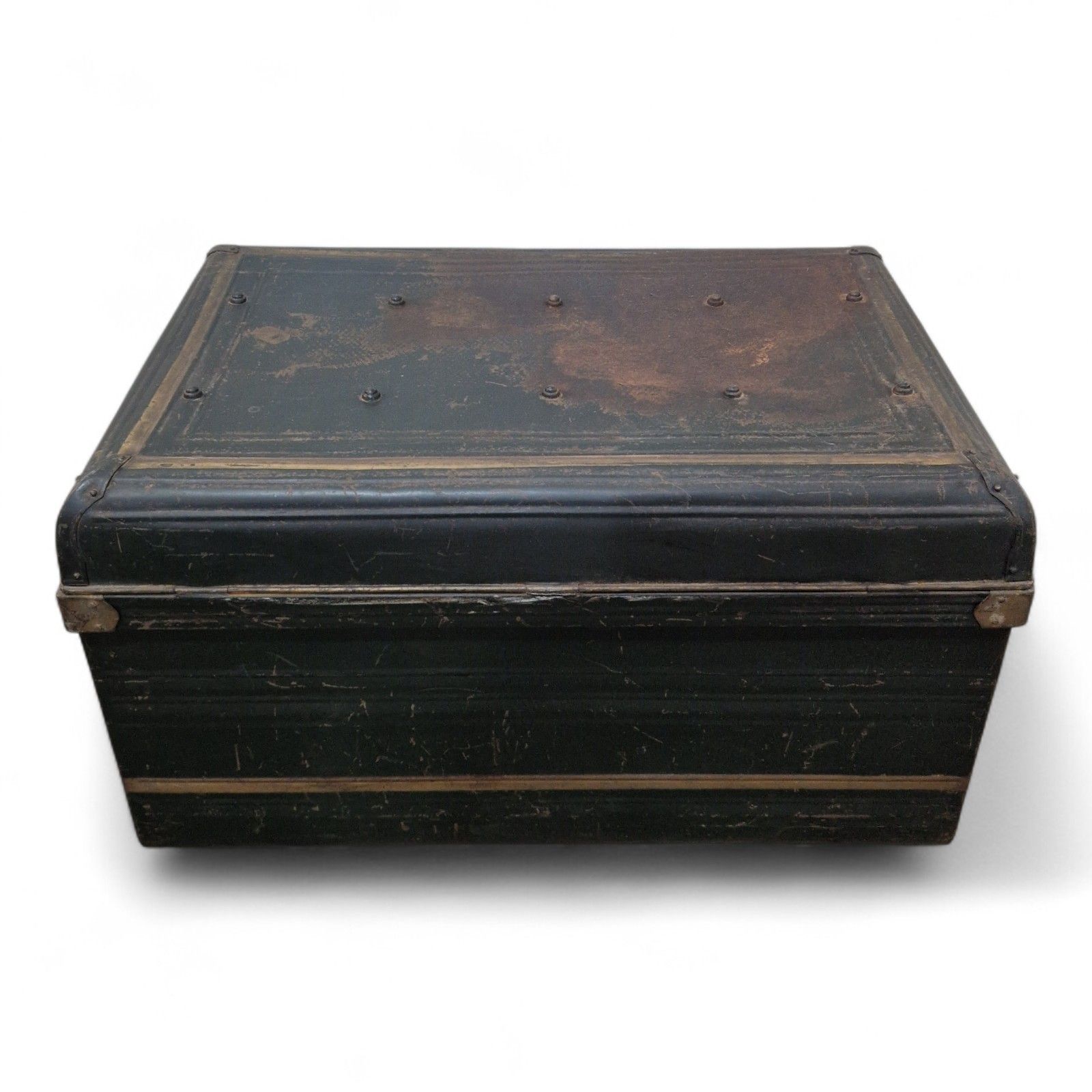 photo buy Vintage Metal Storage Trunk Large Industrial Box Metal Storage Chest