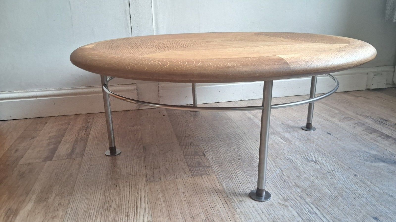 330.0 Modernist /Bauhaus Mid Century  Oak And Industrial Metal Drinks/Coffee Table photo