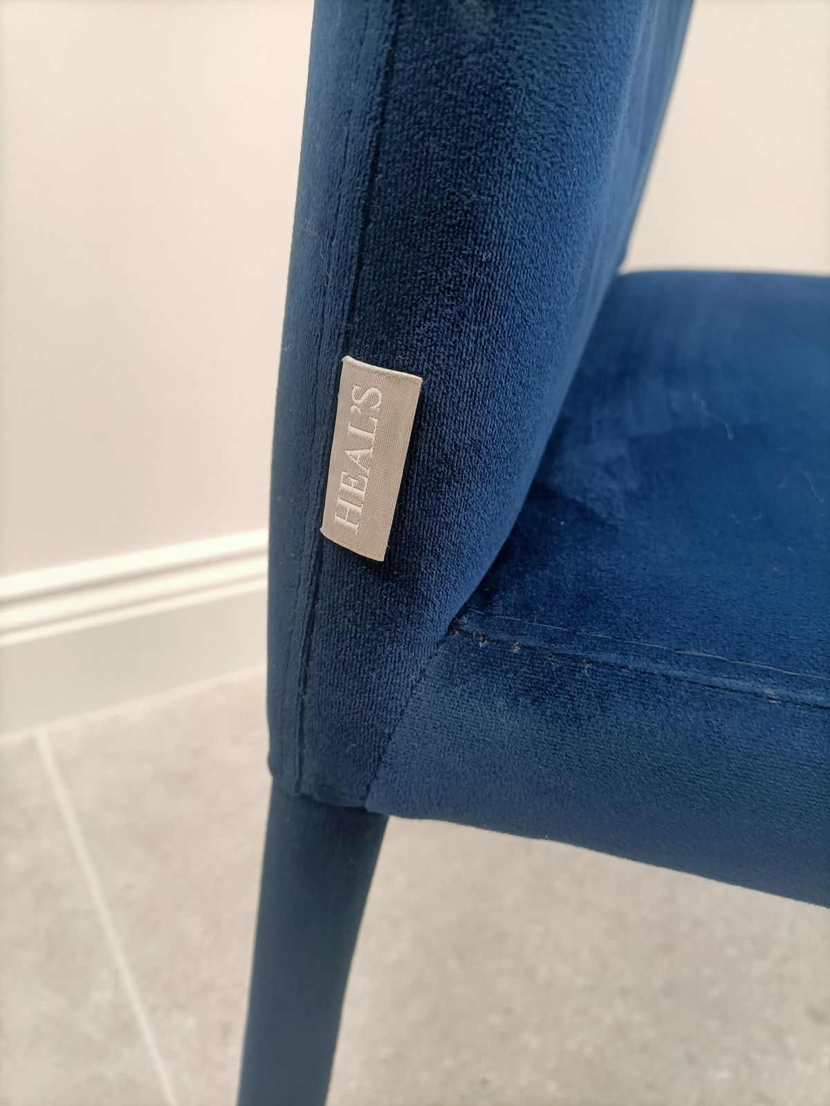Set Of 6 X Heal's Bronte Blue Velvet Dining Chairs photo Furniture