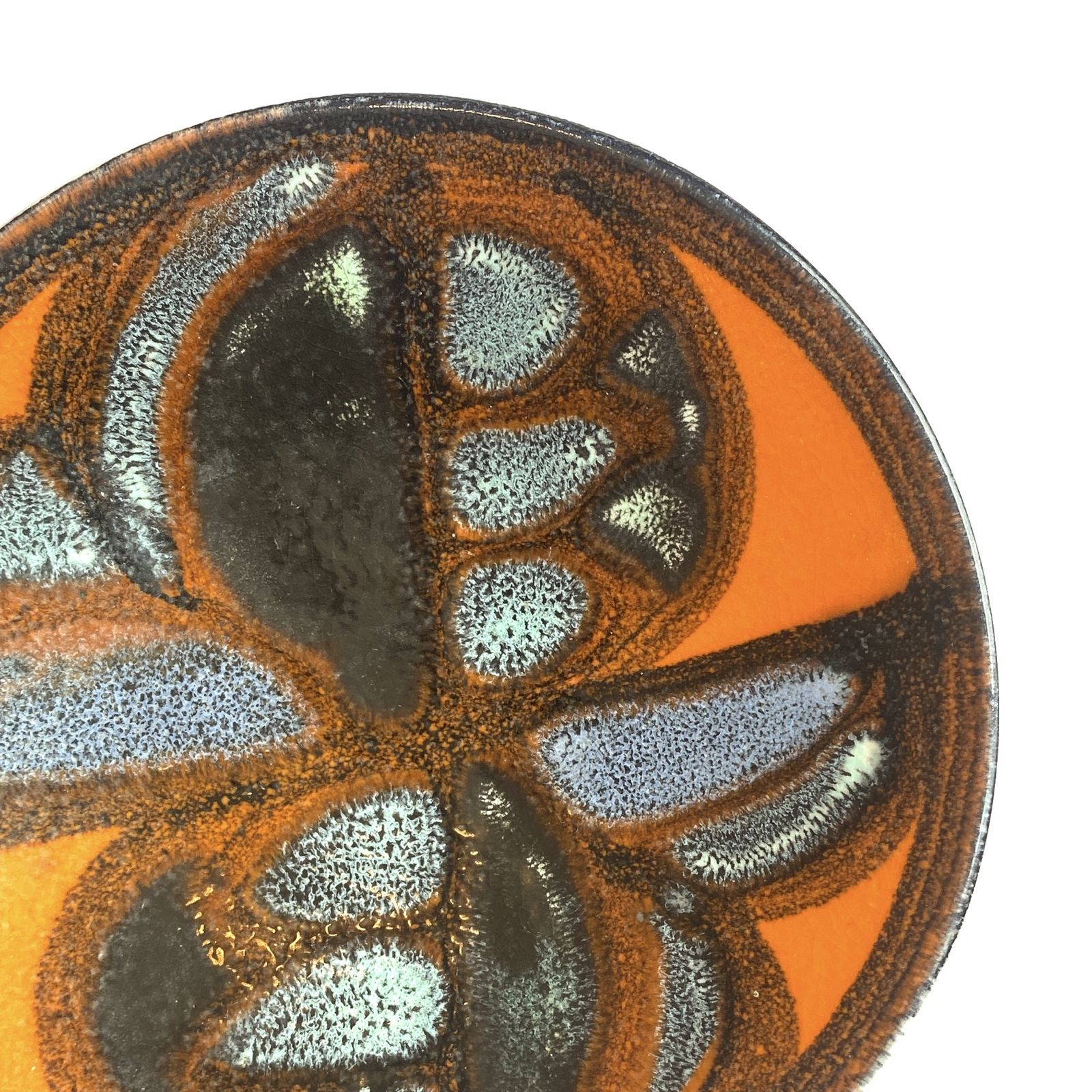 Poole Pottery Delphis Pin Dish, Shape 49 In Orange & Blue, Mid Century Modern English Ceramics photo Home Decor