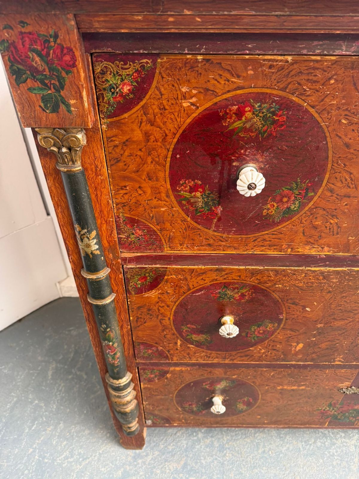 An Originally Painted Antique  Pine Genuine Hungarian Chest Of Drawers photo buy