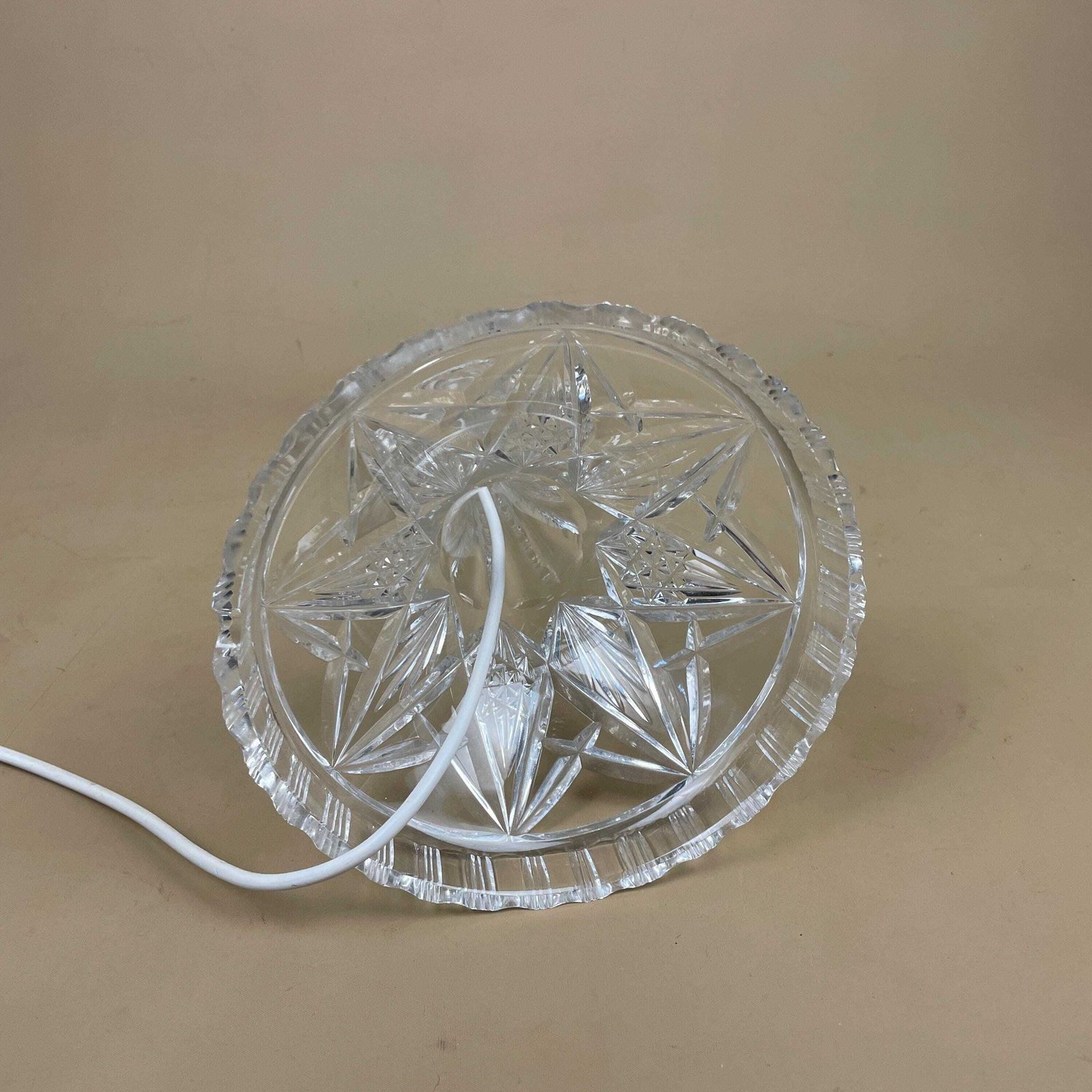 Clear Cut Glass Lamp Light Bedside Table Silver Metal Fitting Art Deco Round Base Vintage Elegant Regency Classic Antique Crystal photo buy
