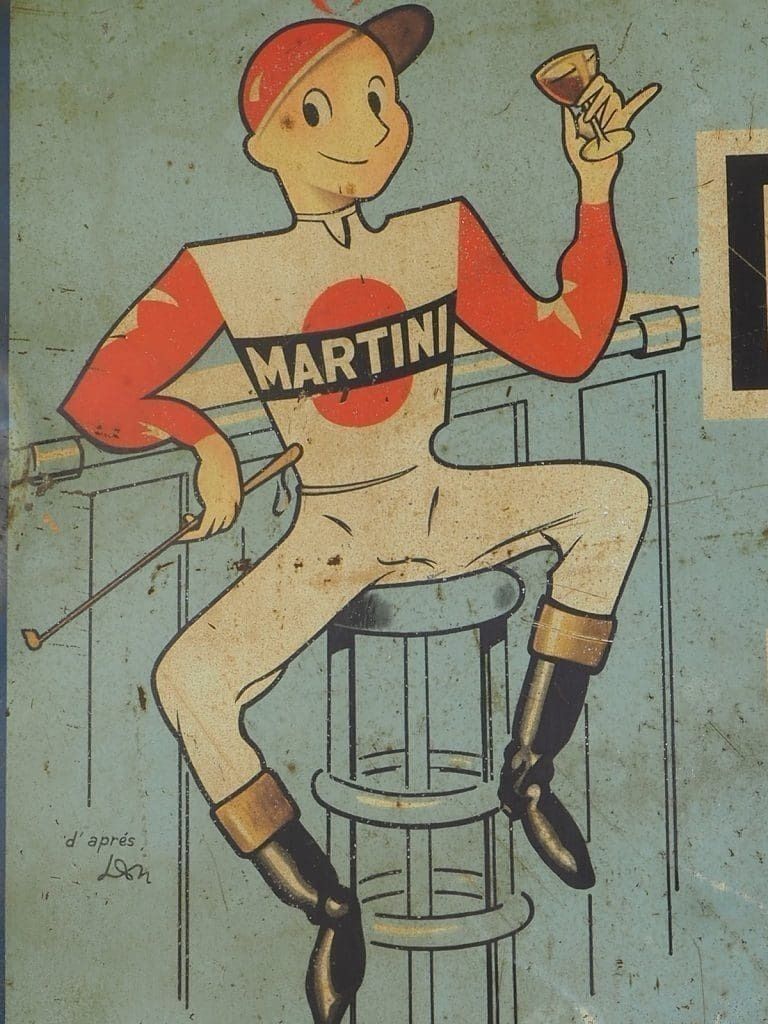 1950s Martini Advertising Drinks Sign Jockey Leon photo furniture