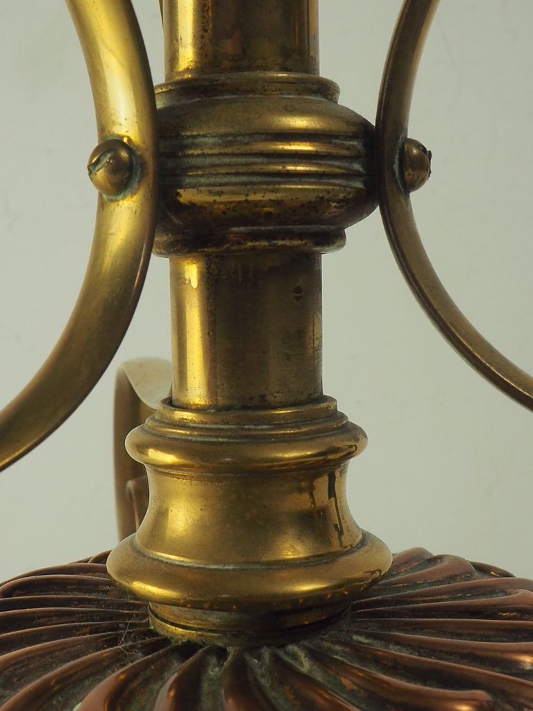 photo for sale Antique Brass And Copper Rise & Fall Floor Standard Lamp