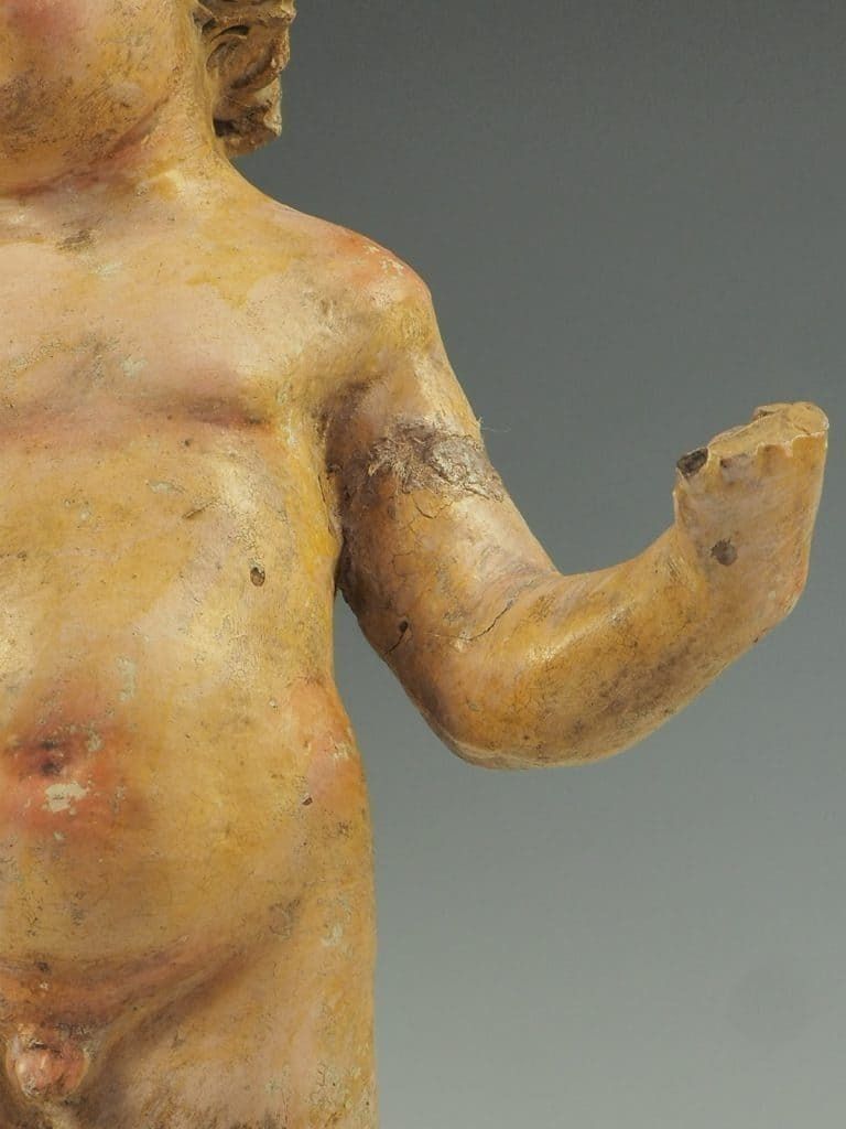 Home Decor Antique Polychrome Terracotta Jesus Child Putto Figure photo
