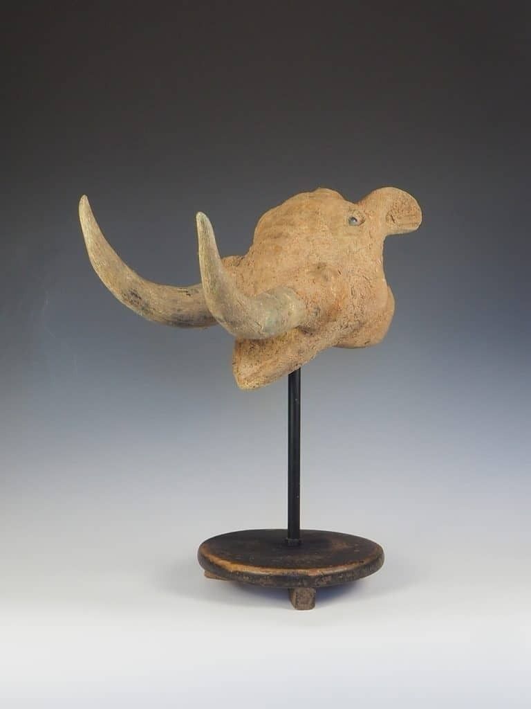 Antique Hand Carved Wooden Head Sculpture Of A Mythical Animal photo Art