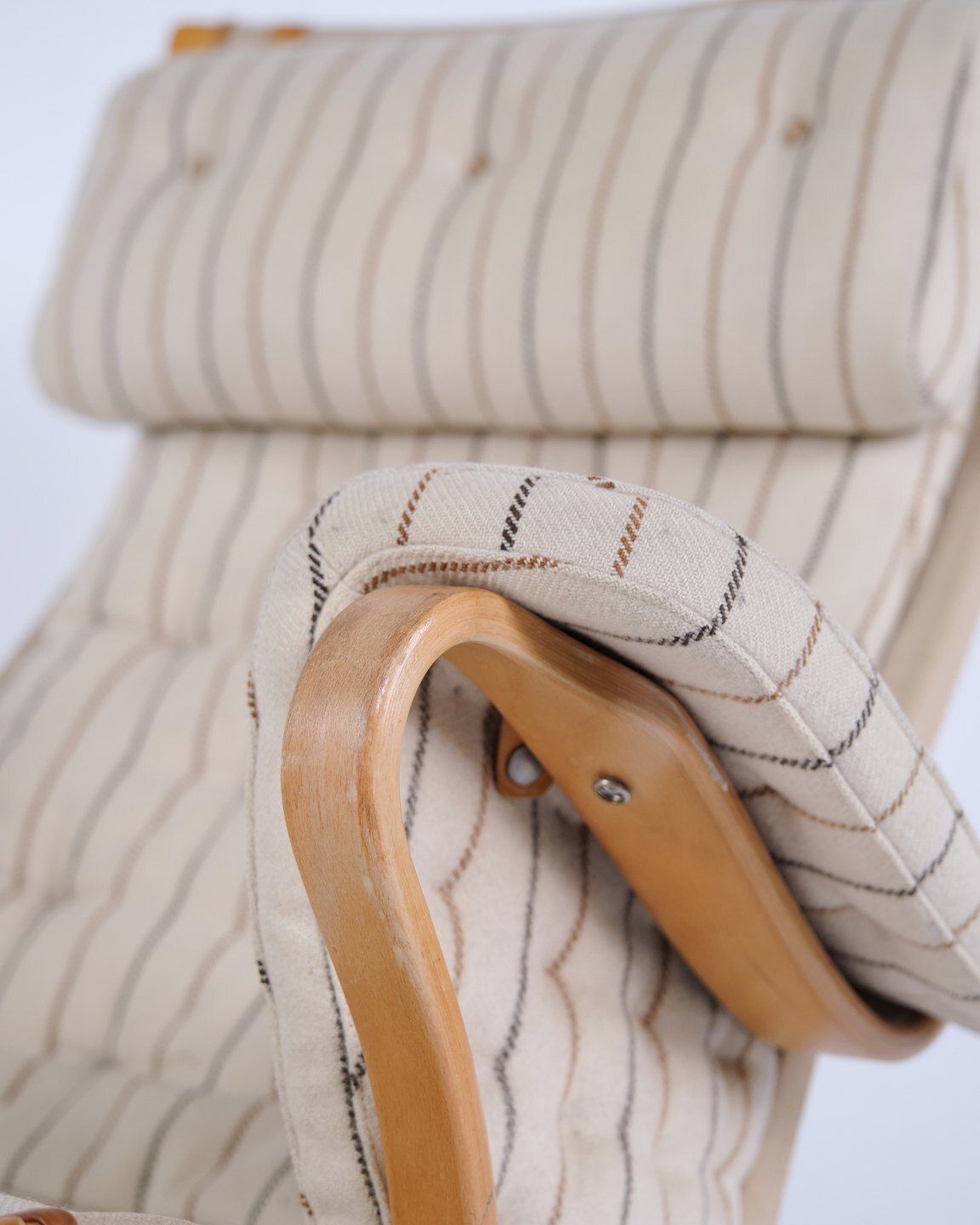 Bruno Mathsson Pernilla Armchair Model 69 In Striped Fabric For Dux, 1960s photo 1460.0