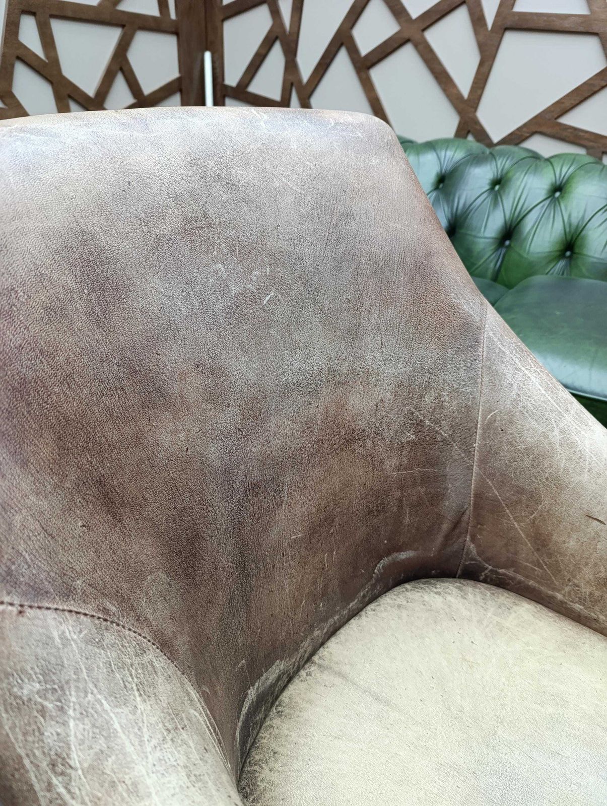 Brutalist Style Leather Lounge Chair | Sculptural Mid Century Form photo vintage