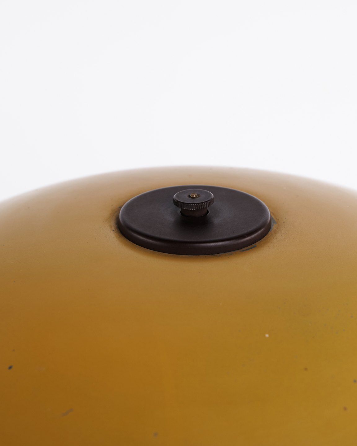 Poul Henningsen Table Lamp Model Ph 3.5/2.5 With Yellow Painted Metal Top Shade And Frame In Burnished Brass, Louis Poulsen 1930s photo Lighting