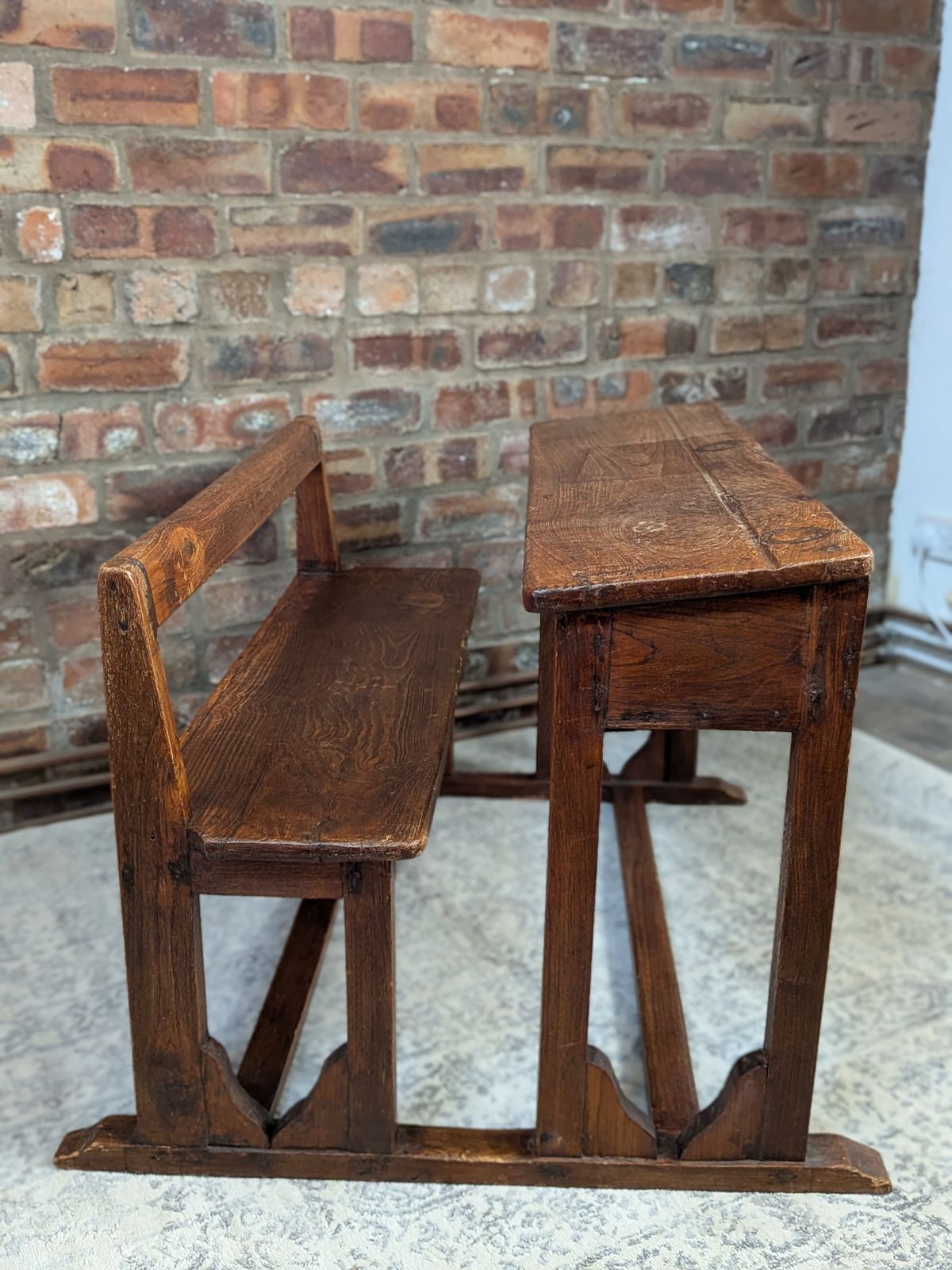Antique Oak Double School Desk photo 285.0