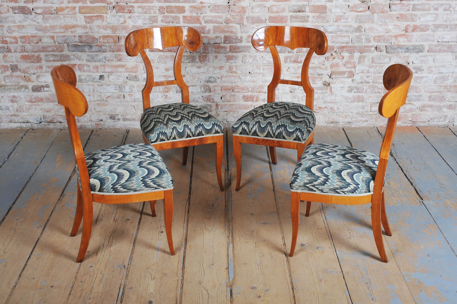 Set Of Four Restored Biedermeier Cherry Wood, Revived Polish, Austria, 1820s photo 2850.0