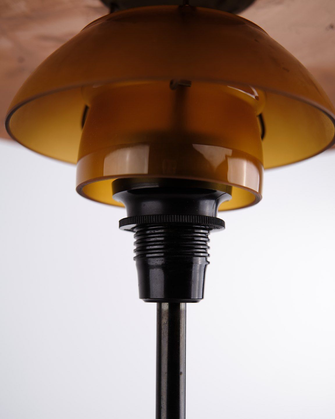 Poul Henningsen Table Lamp Model Ph 3.5/2 In Copper With Amber Shades And Base In Burnished Brass, Louis Poulsen 1930s photo Lighting