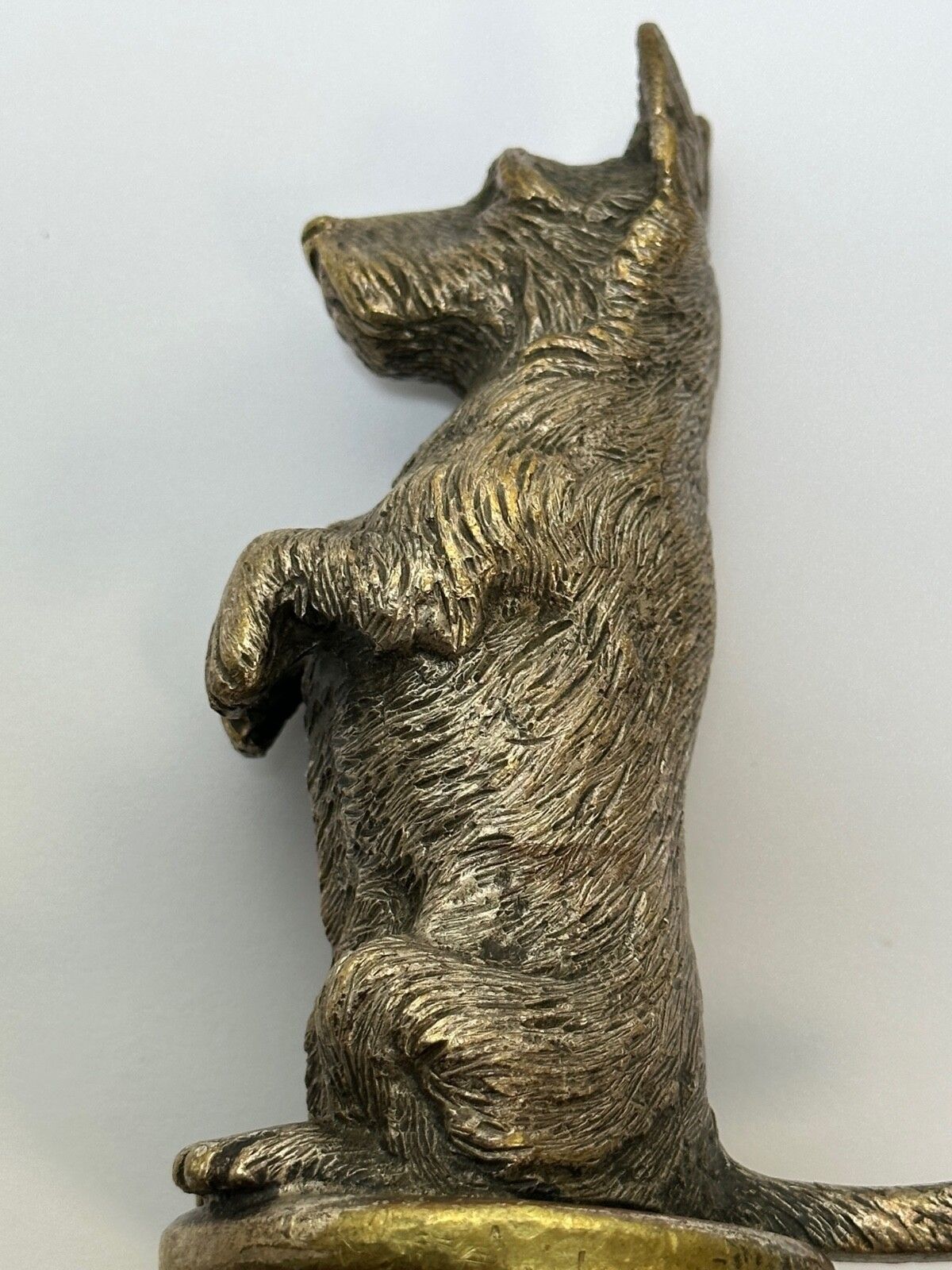 Small Antique Asprey Bronze Begging Scottie Dog Caesar Classic Car Mascot photo for sale