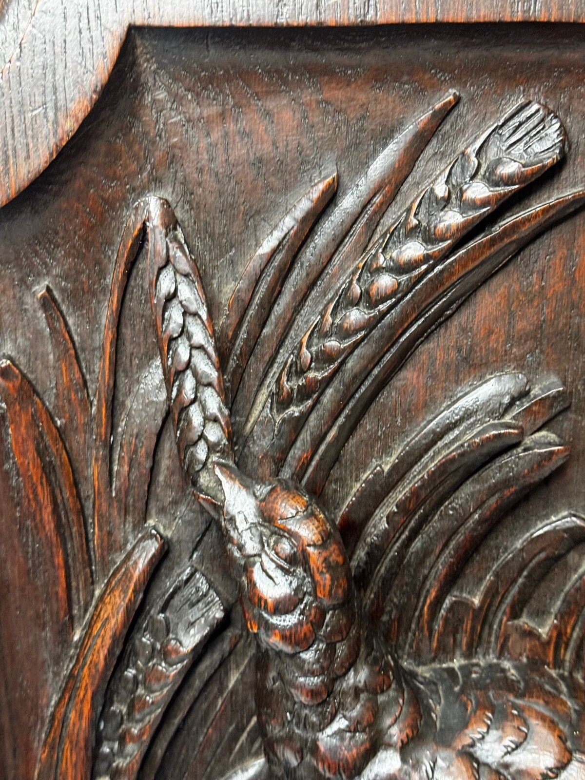 photo furniture 🏛️ Exceptional Victorian Carved Hunting Panel Pugin Design Grouse In Wetlands