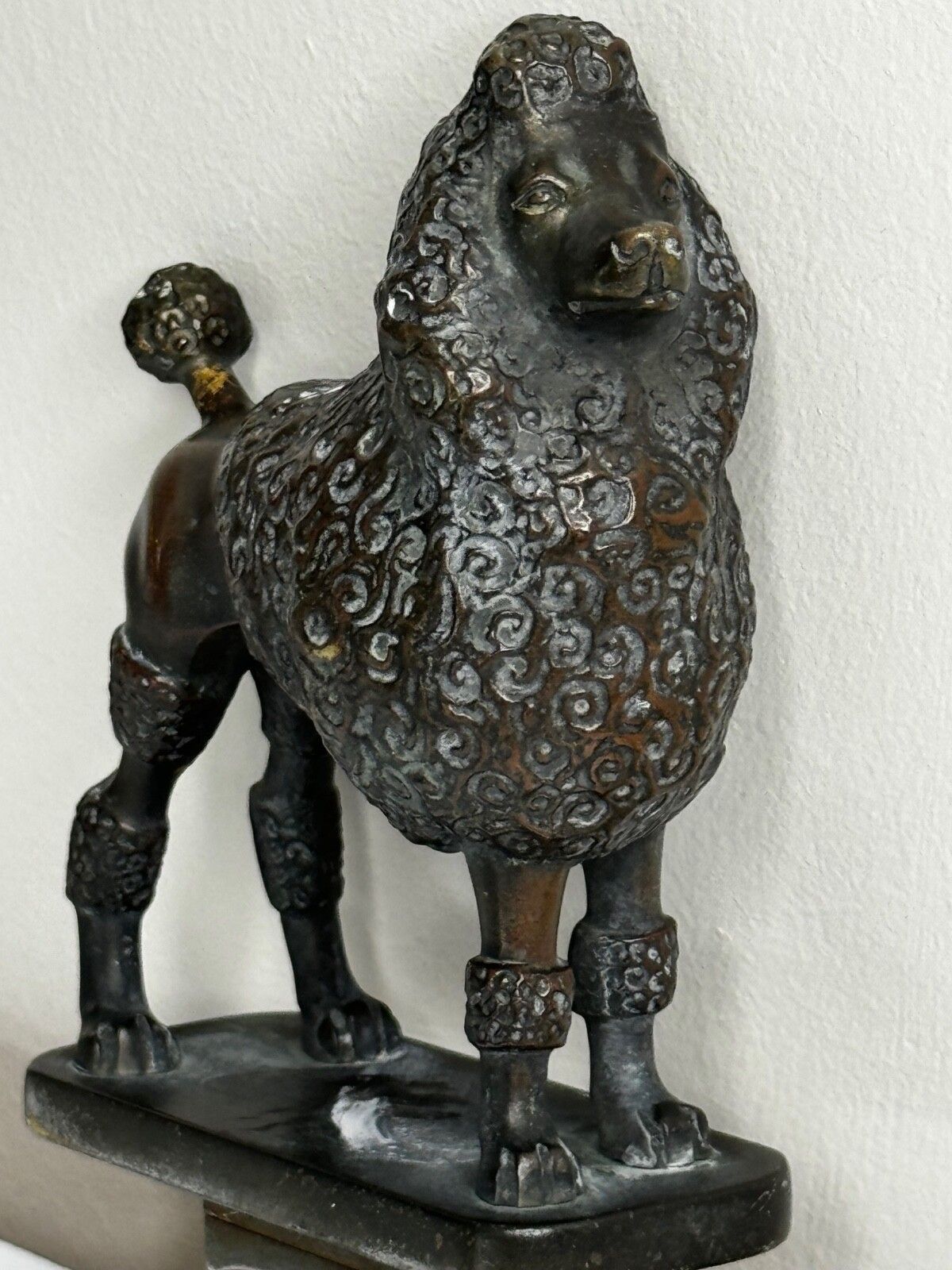 Beautiful Cute Mid Century Bronze Poodle Dog Animal Classic Mascot Sculpture photo for sale