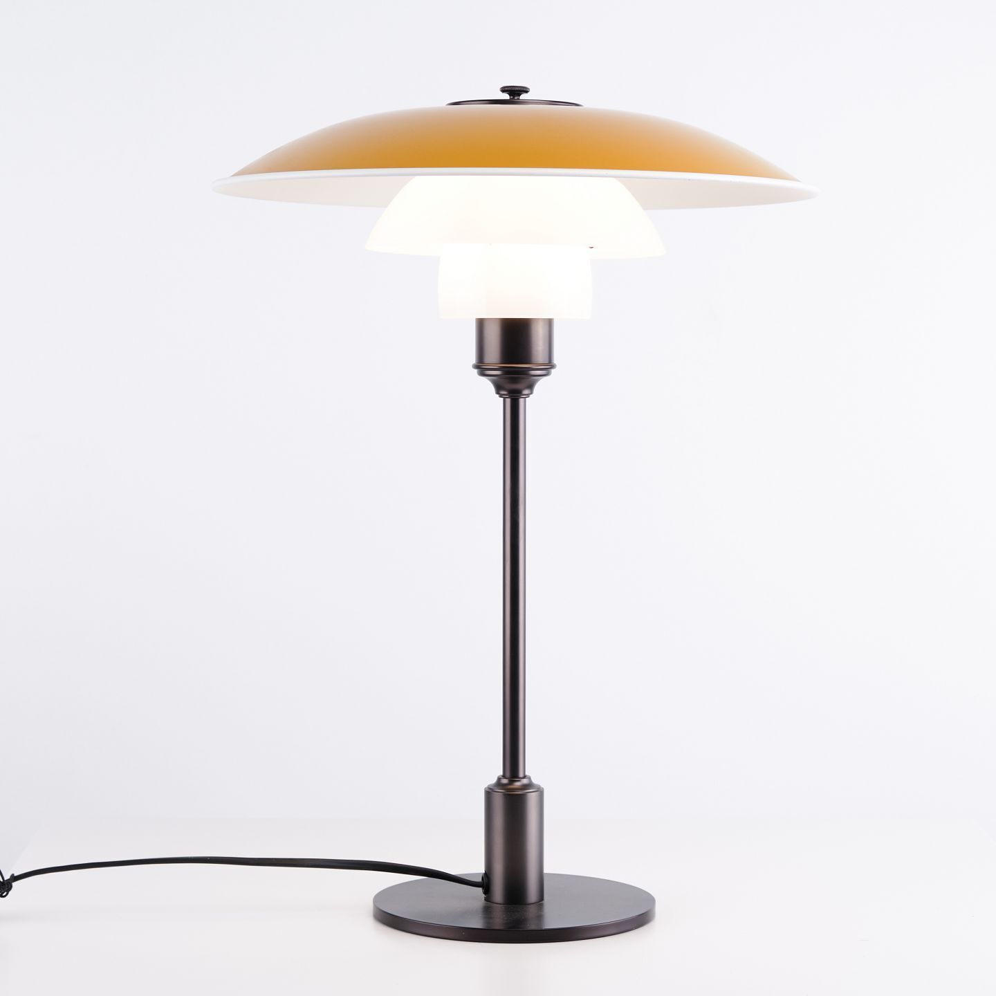 Poul Henningsen Table Lamp Model Ph 3½ 2½ In Yellow Metal With Frame In Burnished Brass, Louis Poulsen