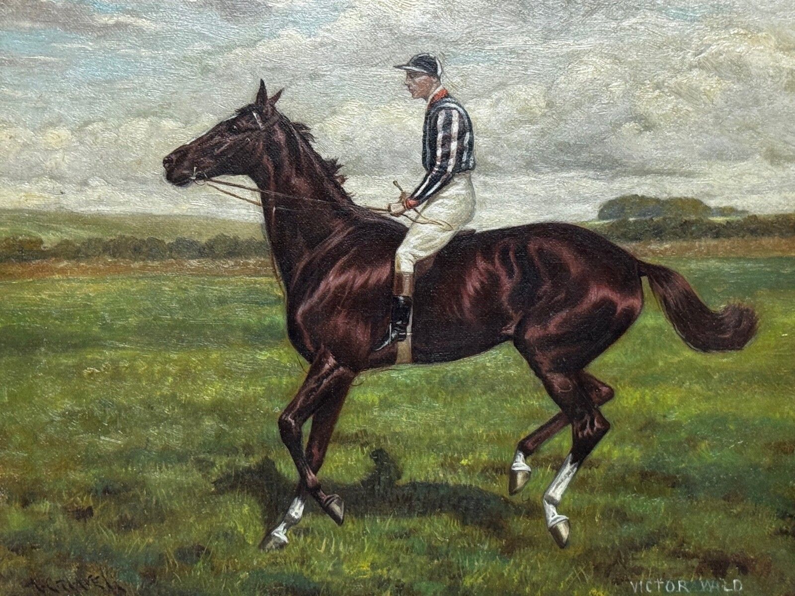 Art Oil Painting Victor Wild Winner At Kempton Park June 1897 Mornington Cannon Up photo
