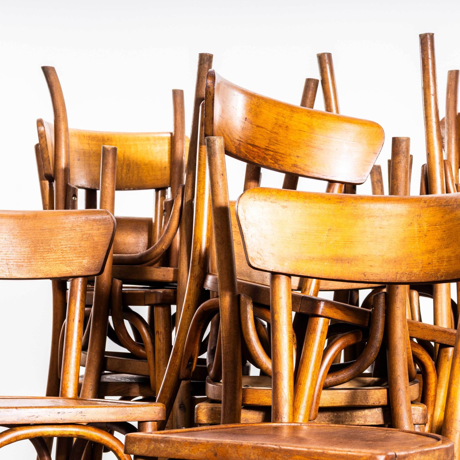 1950’s Honey Thin Slim Back Baumann Dining Chairs   Set Of Six photo Furniture