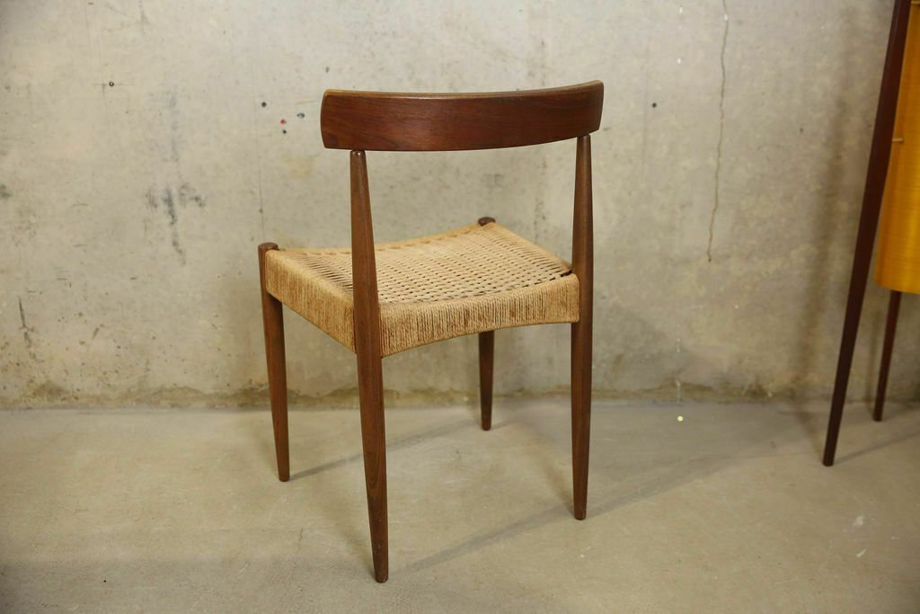 3600.0 Nils Jonsson Swedish Extending Troeds Teak Dining Table With 4 Papercord Chairs By Arne Hovmand Olsen For Mogens Kold photo