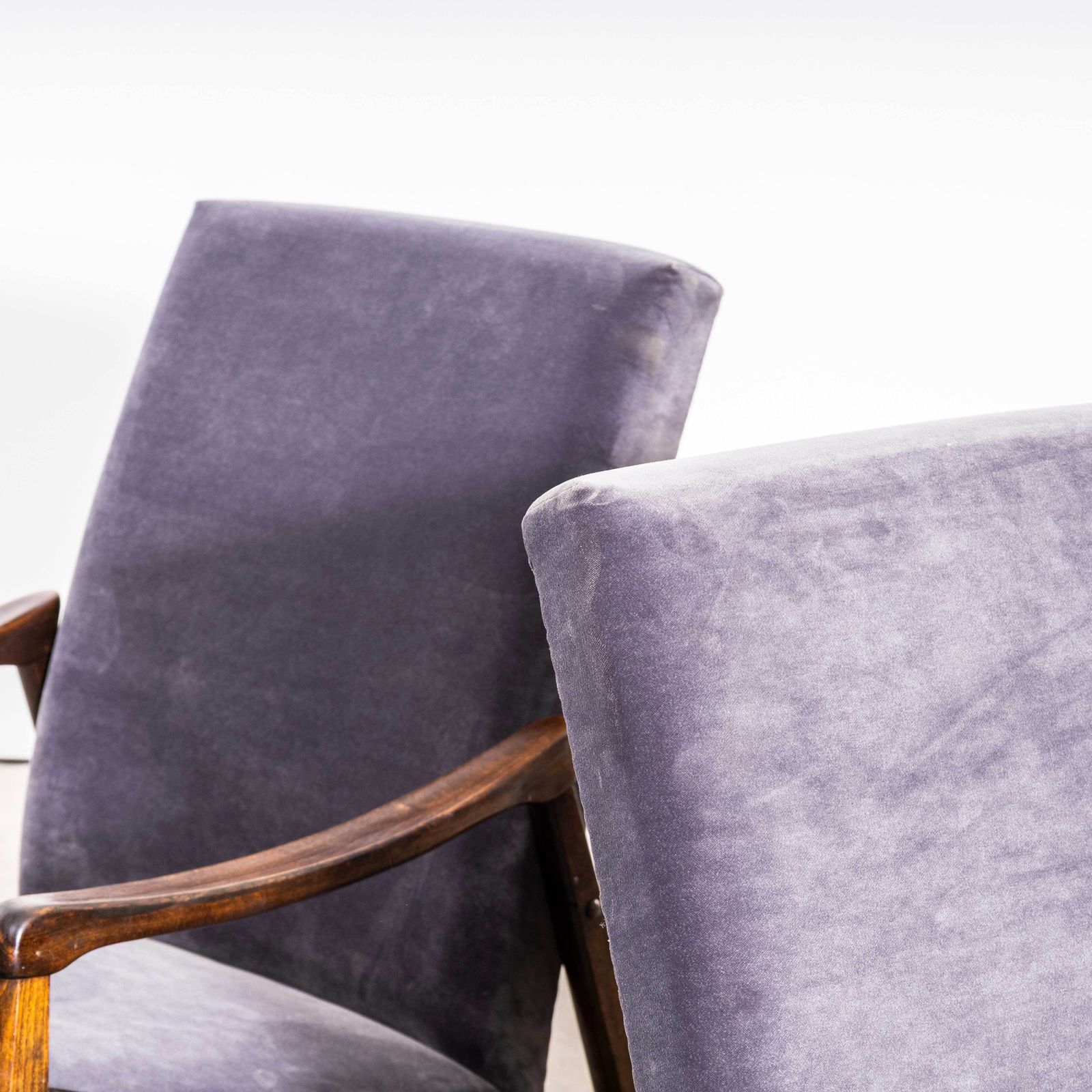 1950’s Jaroslav Smidek Original Re Upholstered Armchairs In Grey Cotton Velvet photo for sale