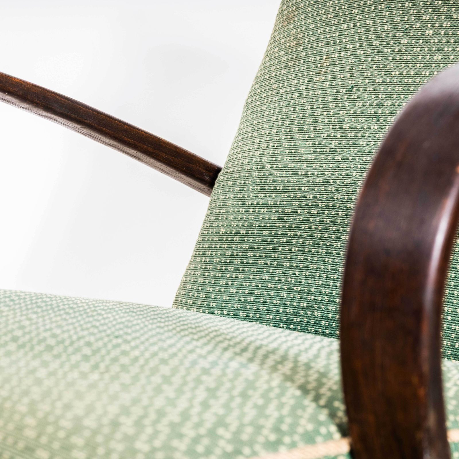 1950’s Jaroslav šmídek Original Sprung Seat Armchairs In Geometric Jacquard Fabric photo vintage