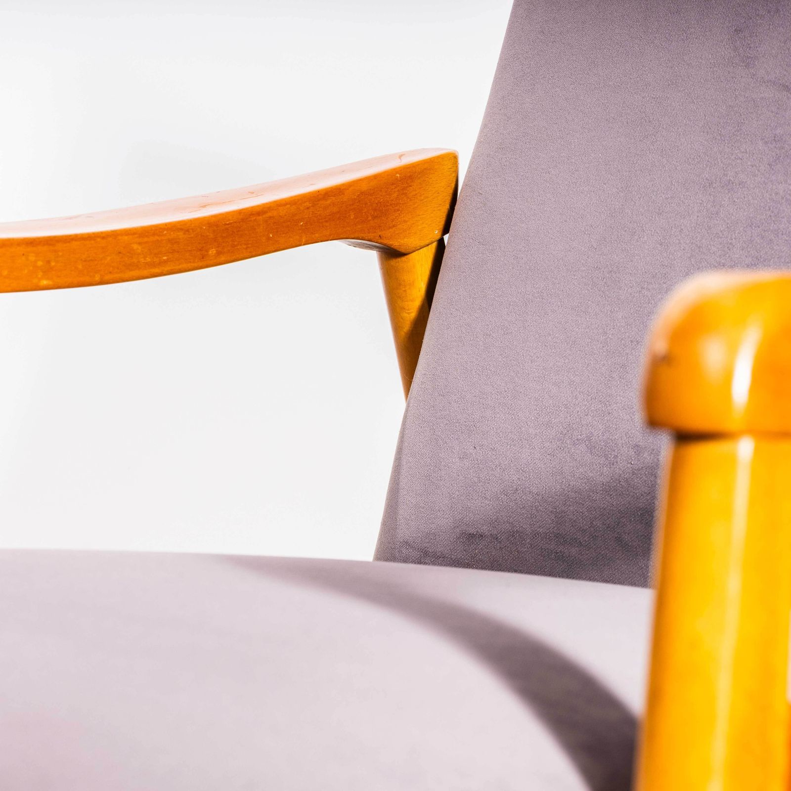 1950's Jaroslav Smidek Original Re Upholstered Armchairs   Grey Cotton Velvet With Light Frame photo vintage