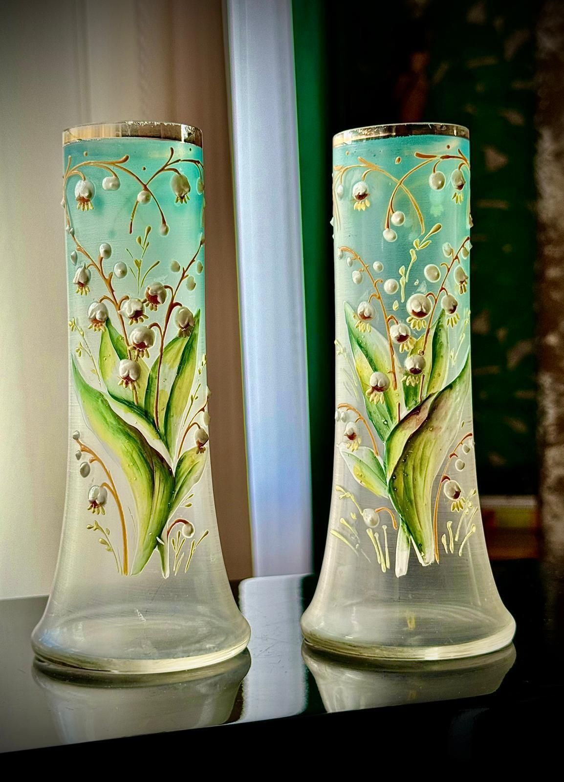 Pair Of Art Nouveau Satin Glass Vases, Attributed To Legras