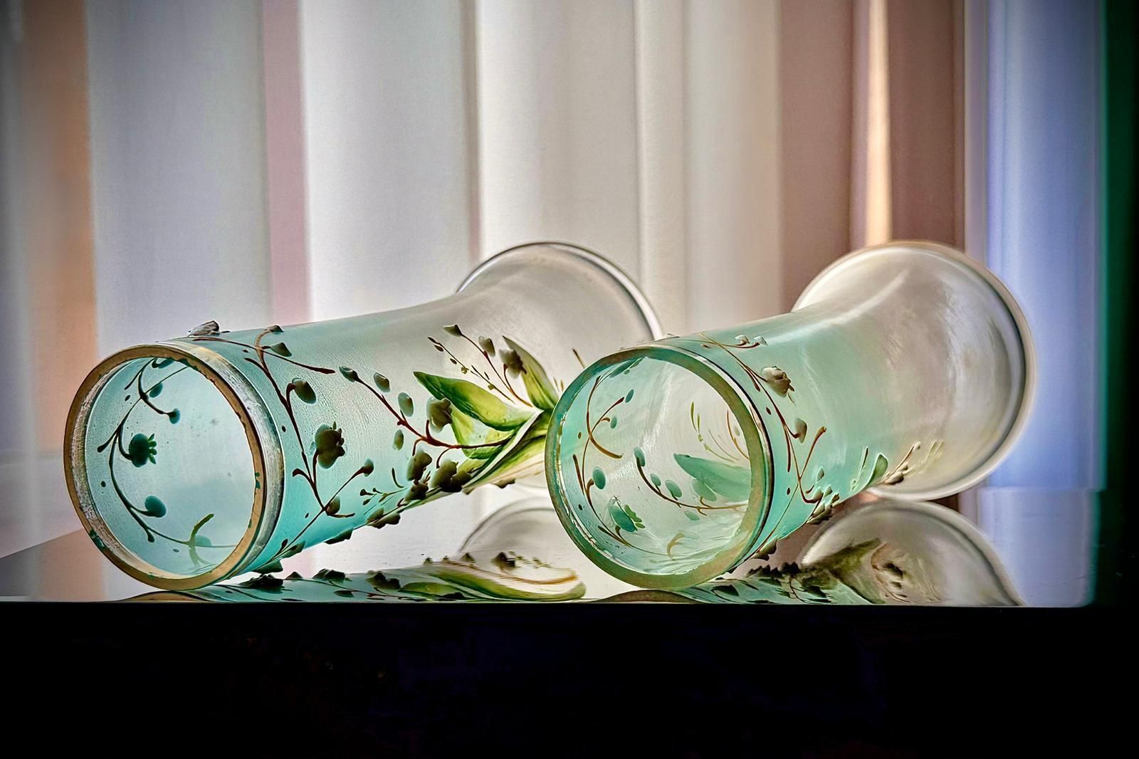 Pair Of Art Nouveau Satin Glass Vases, Attributed To Legras photo buy