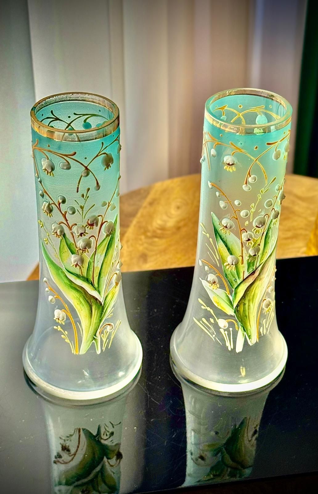 Home Decor Pair Of Art Nouveau Satin Glass Vases, Attributed To Legras photo